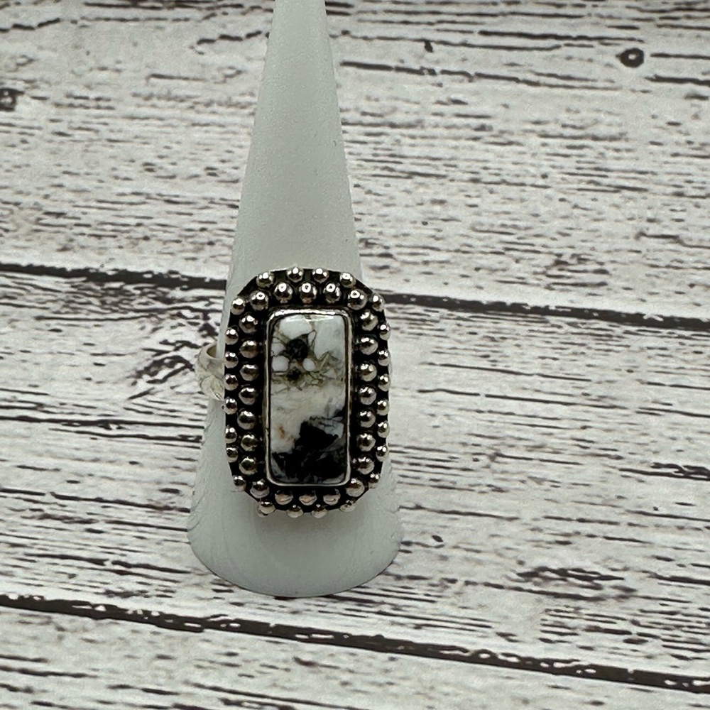Elegant Silver and White BuffaloWomen's Ring